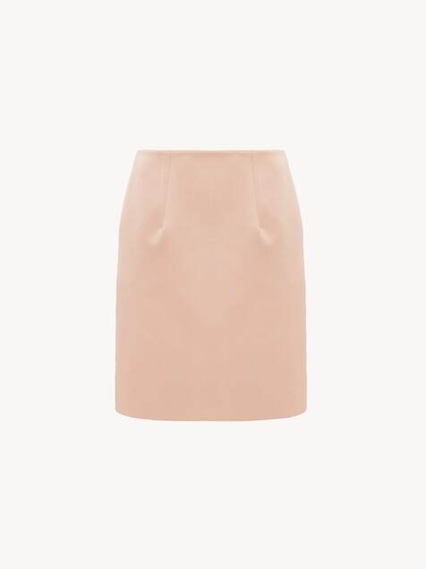 Short pencil skirt in technical duchess satin