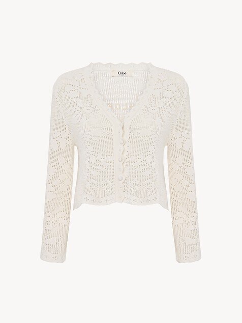 Cropped-Strickjacke aus Baumwollstrick