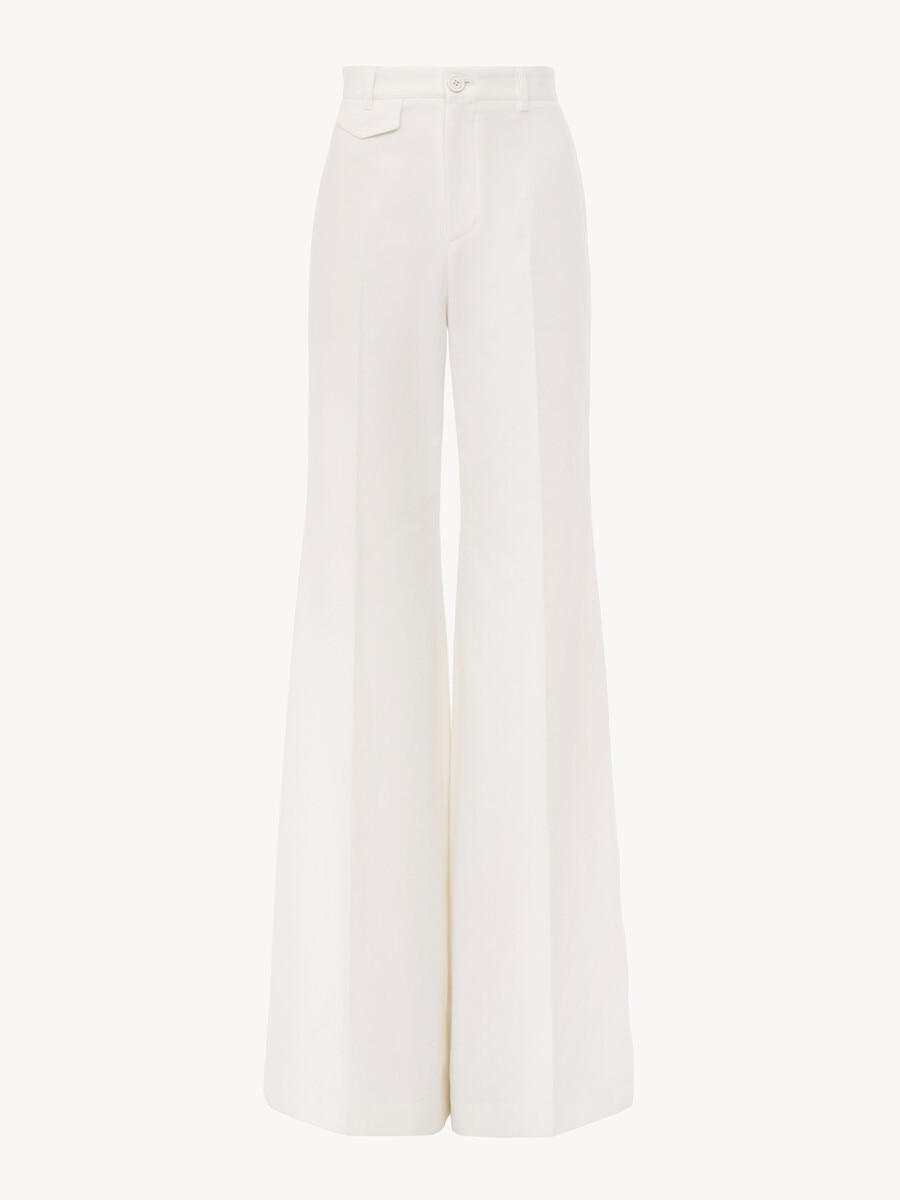 High-rise flared trousers in cotton canvas - 2