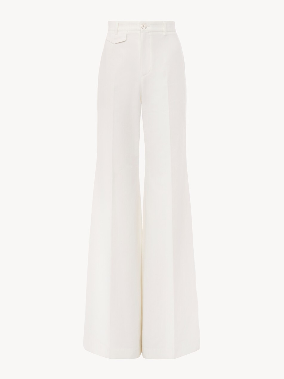 High-rise flared trousers in cotton canvas - Packshot