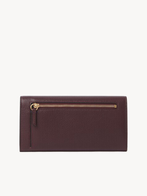 Envelope long wallet with flap in grained leather
