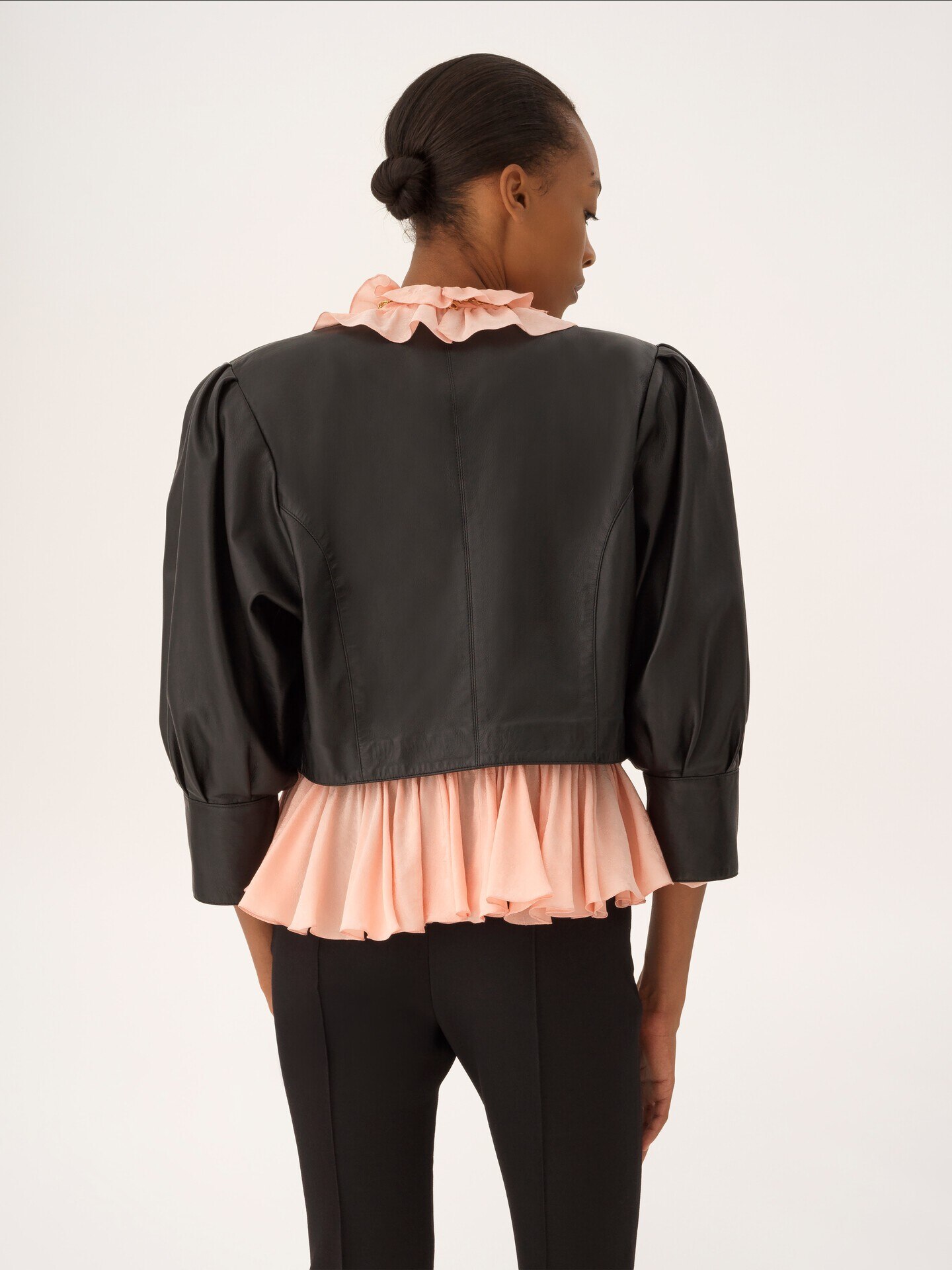 Drawstring ruffle top in jacquard silk - 5