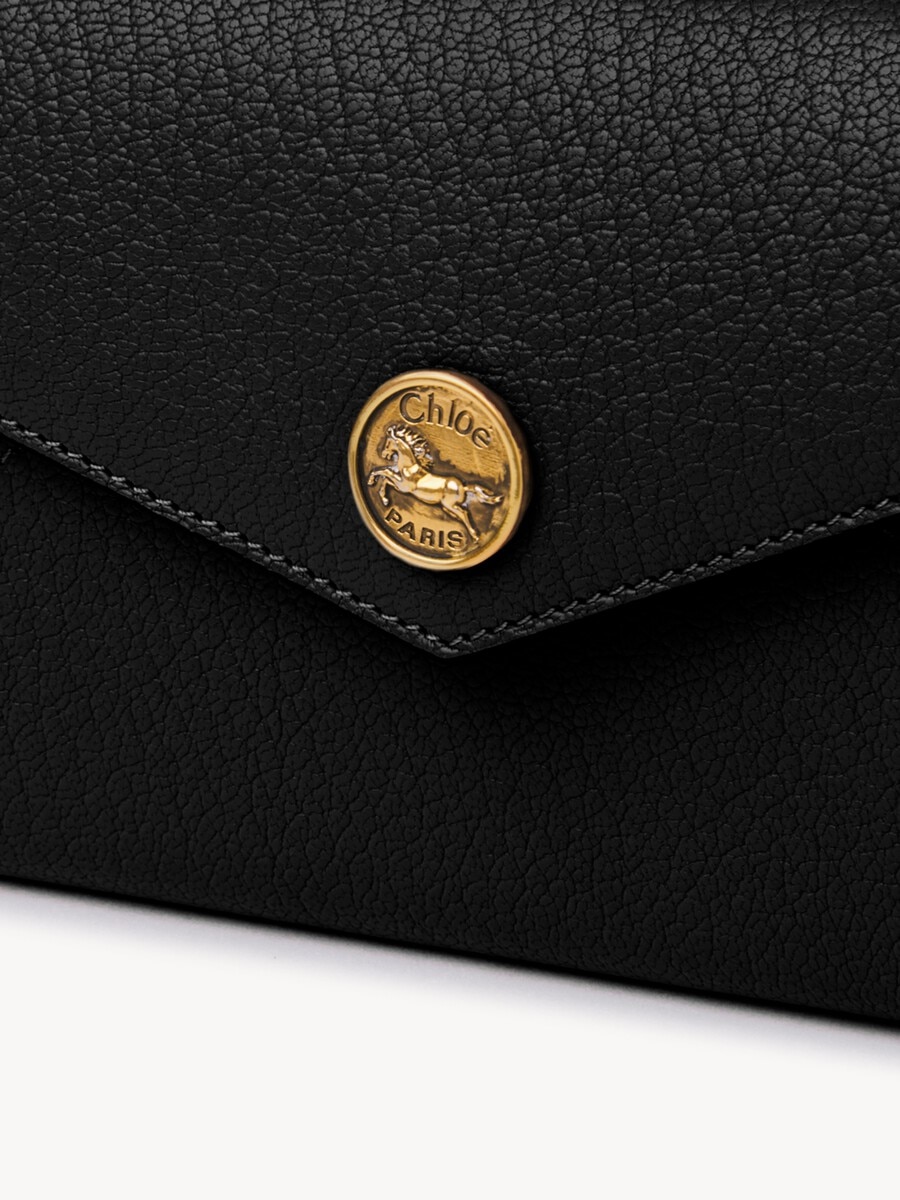 Envelope long wallet with flap in grained leather - 6