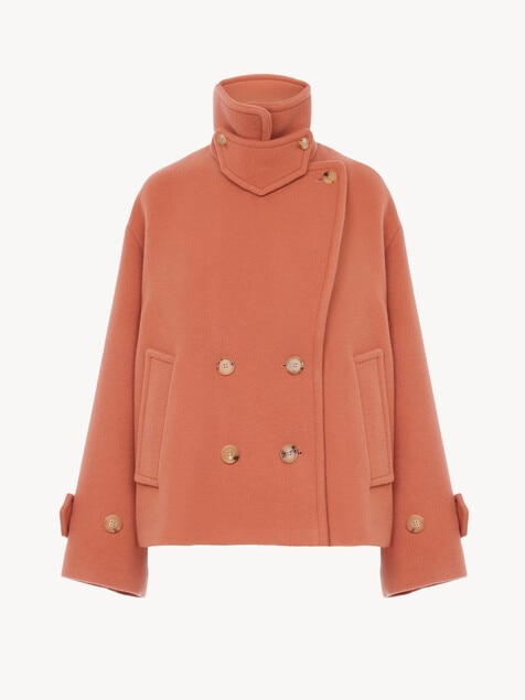 Oversized short coat in wool