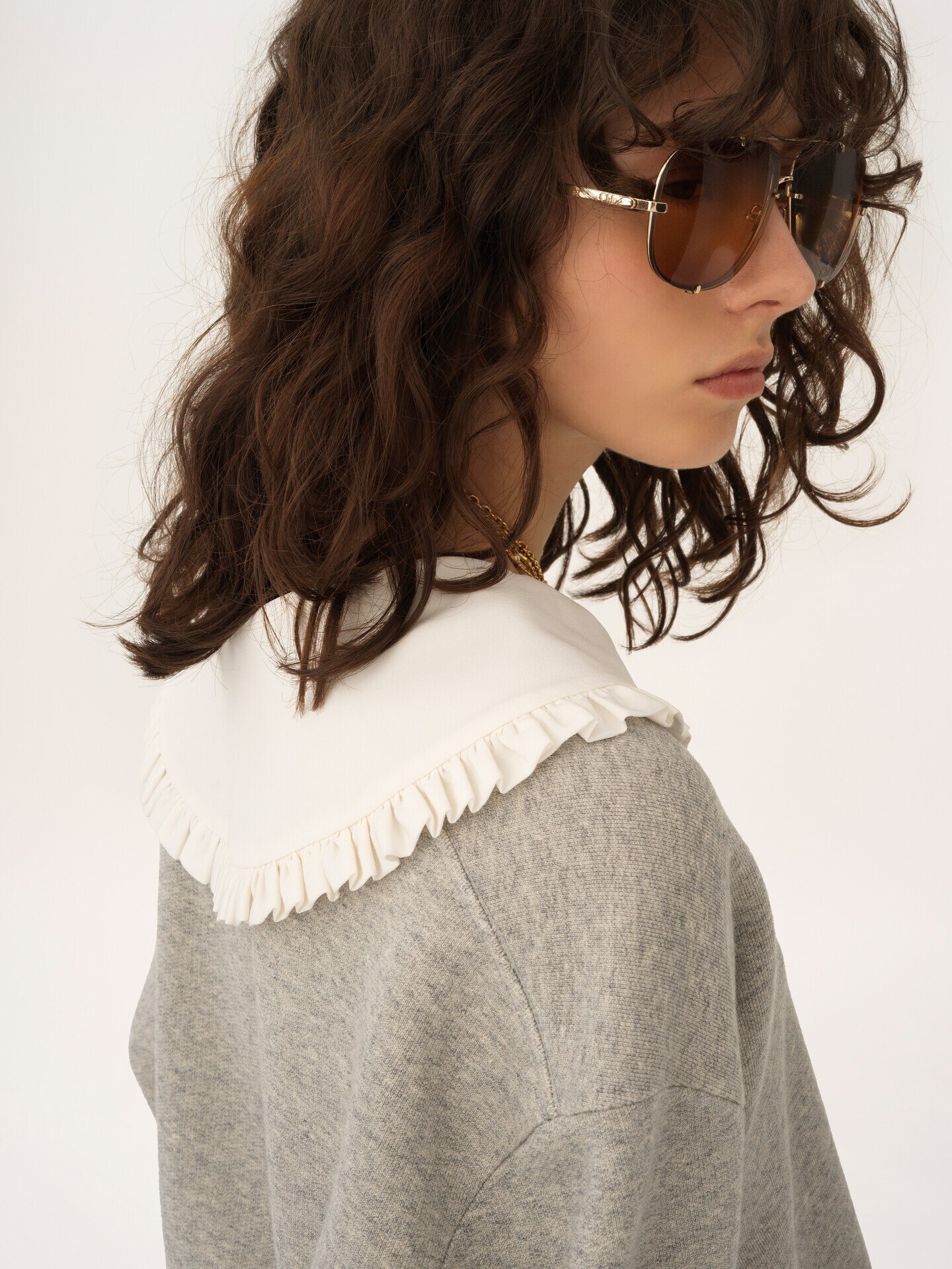 Collar sweater in chin&eacute; fleece - 7