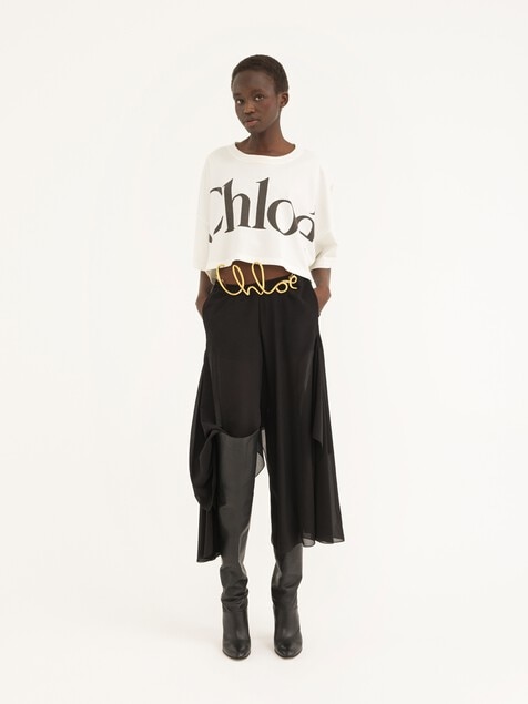 Cropped boxy logo T-shirt in cotton jersey