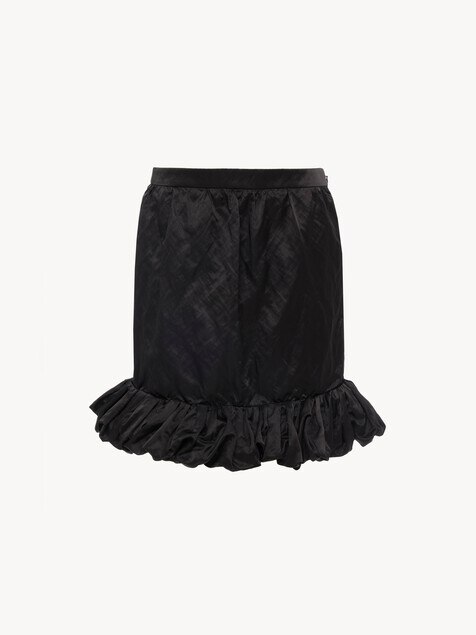 Mini jupe &agrave; volants en satin technique lav&eacute;
