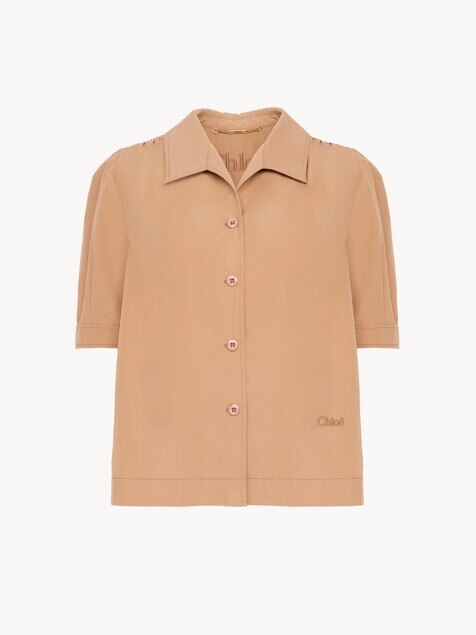 Short-sleeve shirt in cotton poplin