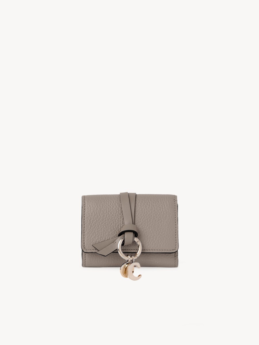 Dreifach klappbares Alphabet Mini-Portemonnaie aus genarbtem Leder - 2