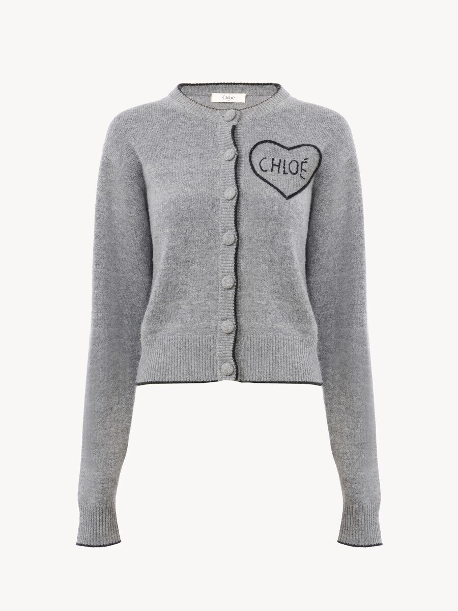 Fitted logo cardigan in a wool & cashmere knit - 2