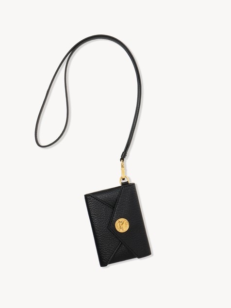 Envelope badge holder in grained leather