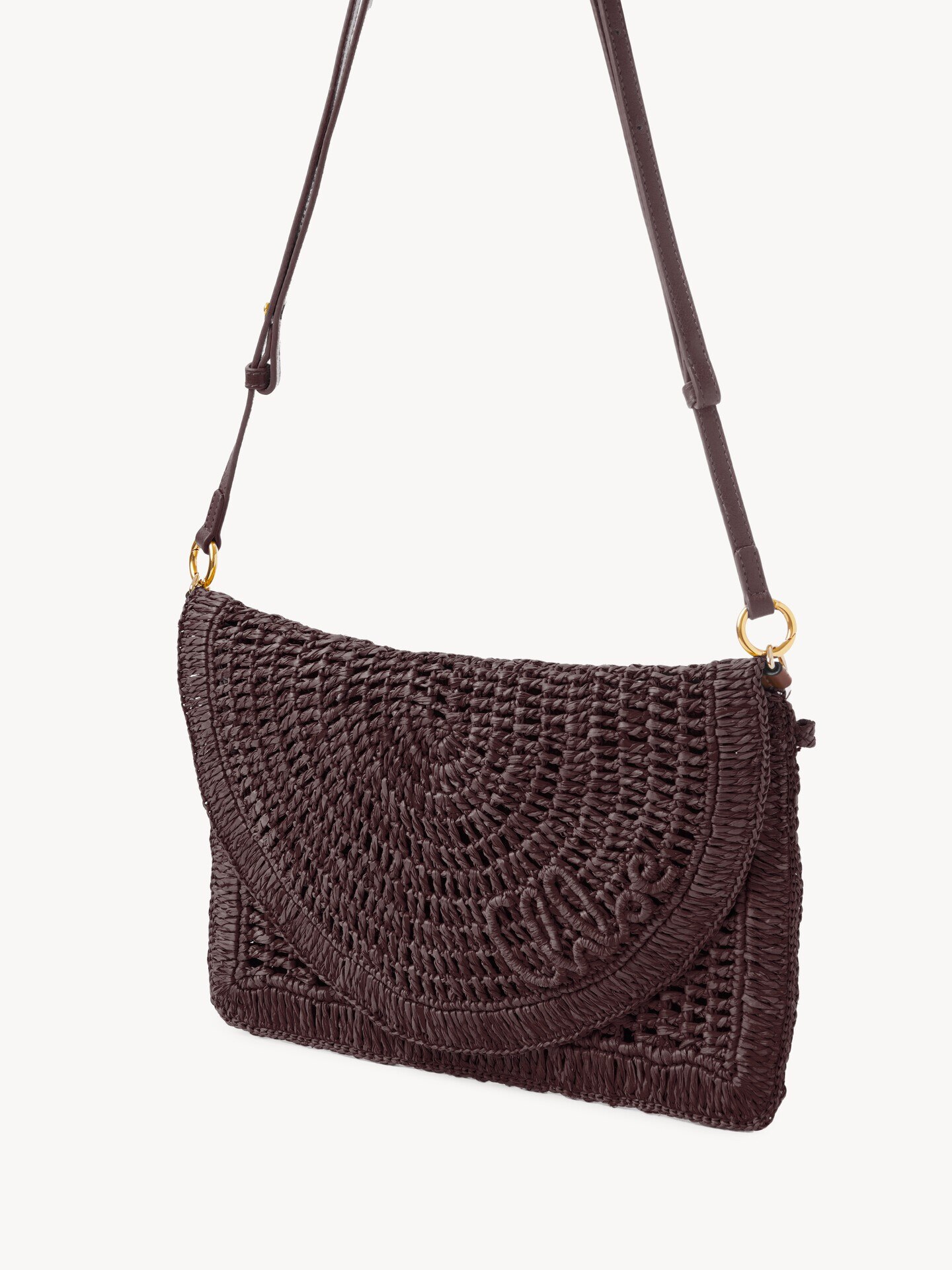 Summer Banana flat pouch with strap in raffia - 4