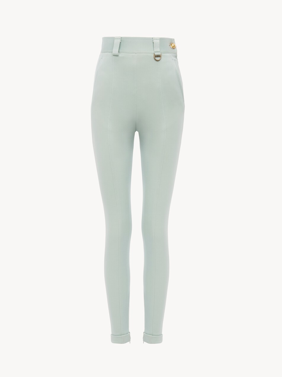 Fitted high-rise trousers in bonded stretch jersey - Packshot