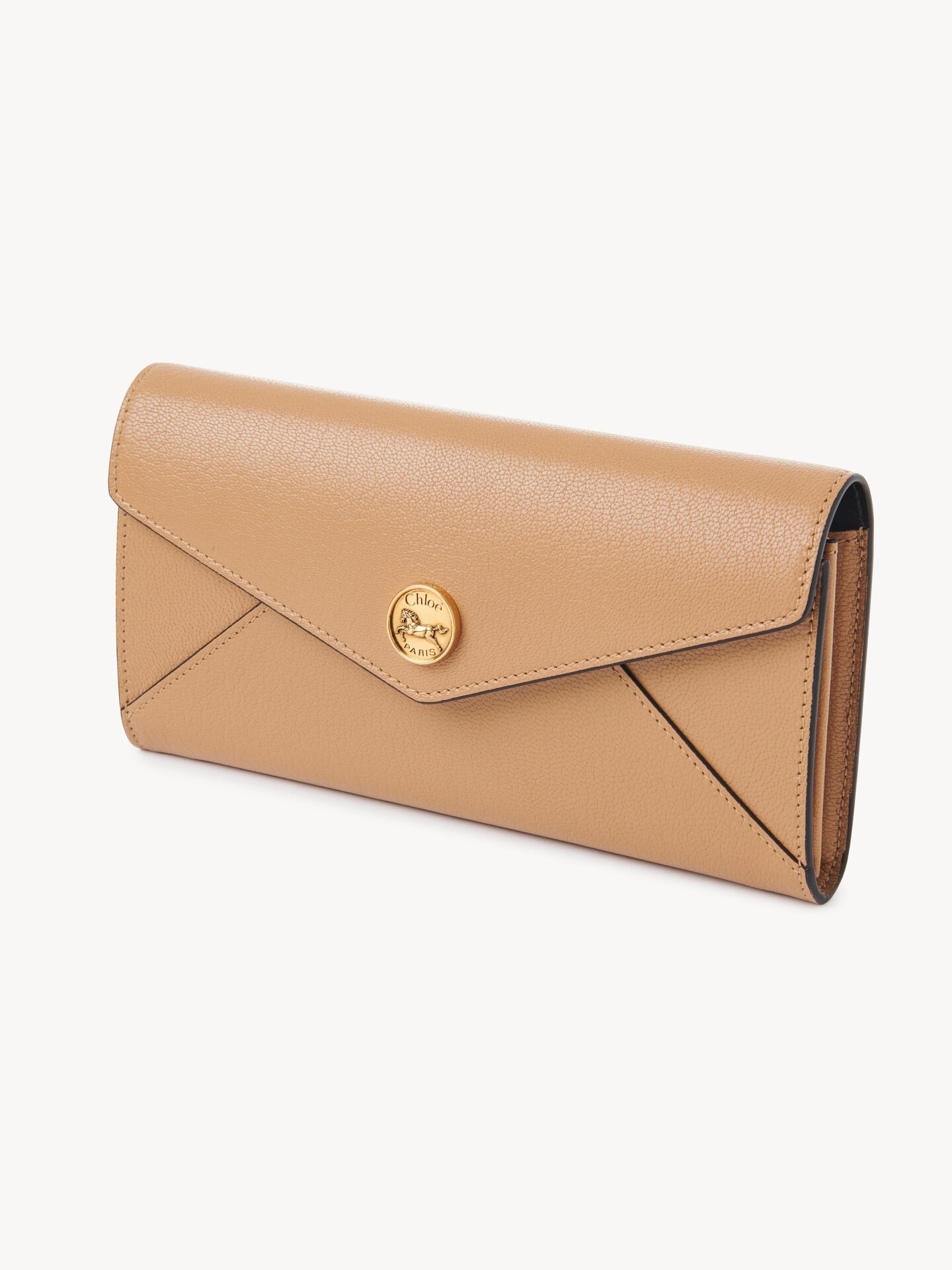 Envelope long wallet with flap in grained leather - 3