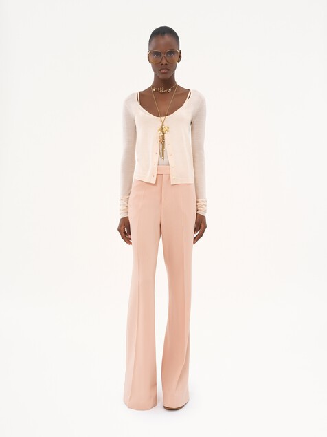 Cardigan ajust&eacute; &agrave; encolure arrondie en maille de laine extrafine