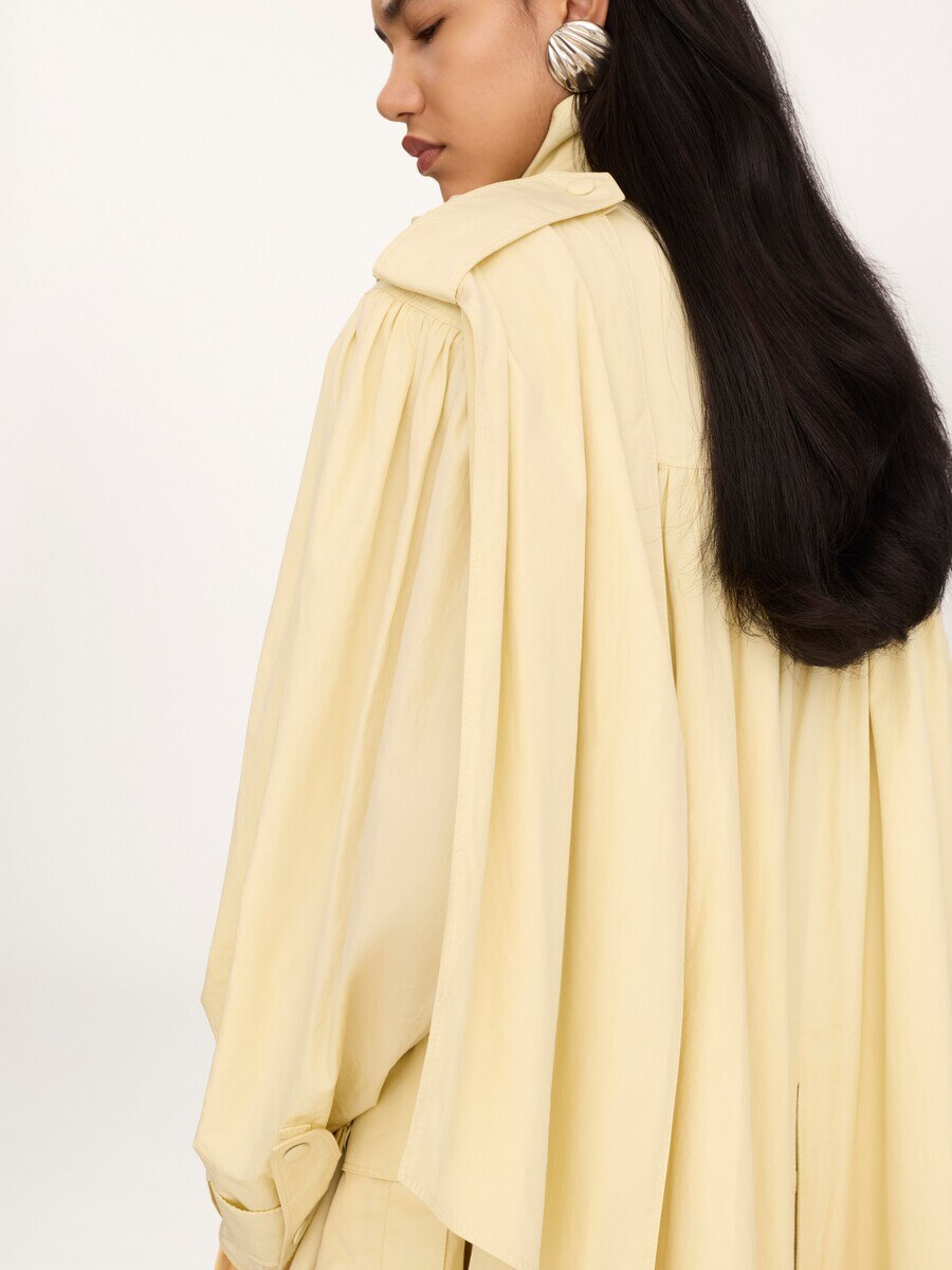 High-neck scarf trench coat in cotton poplin - 7