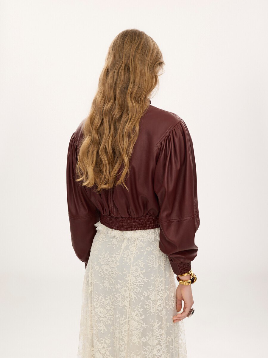 Cropped-Schaljacke aus Leder - 7