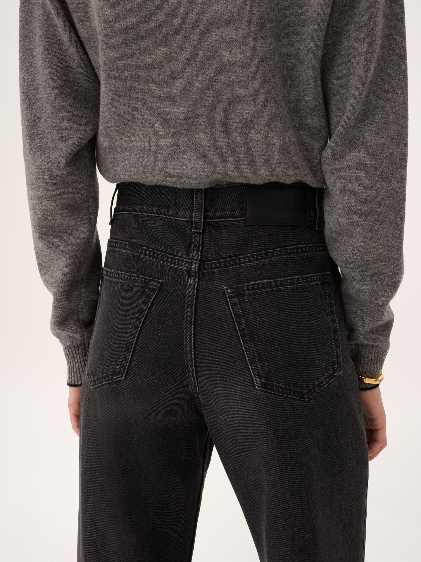 High-rise cropped jeans in denim - 6.0