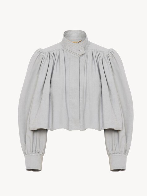Veste boule fronc&eacute;e en toile de coton