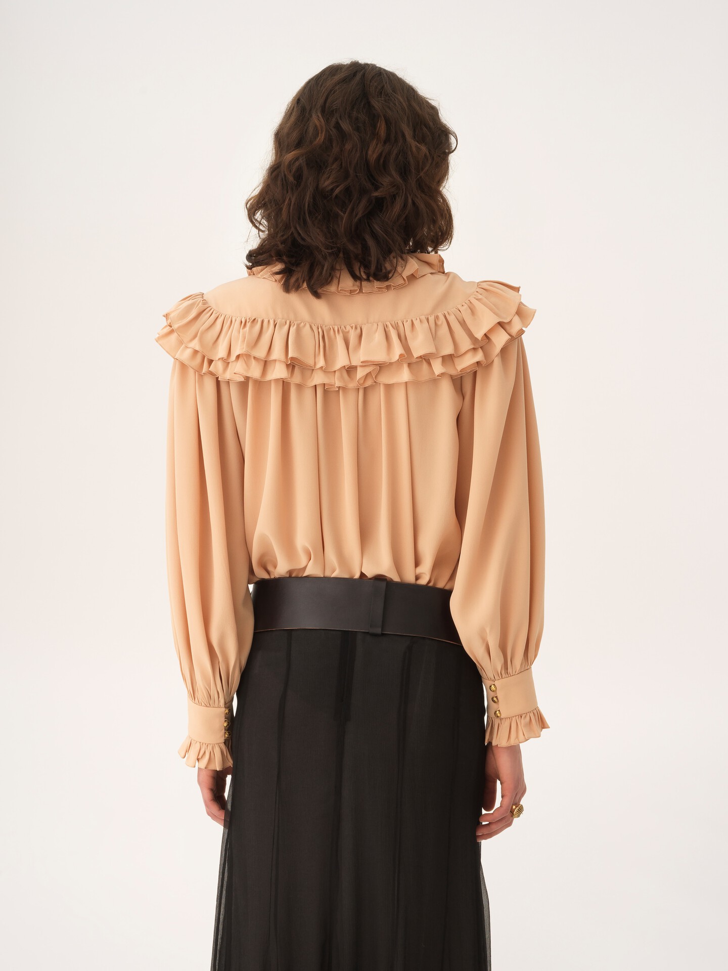 Oversized ruffle top in cr&ecirc;pe de chine - 7