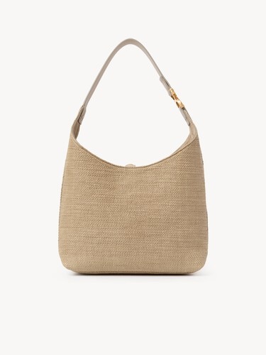 Small Marcie hobo bag in raffia-effect fibres - 4