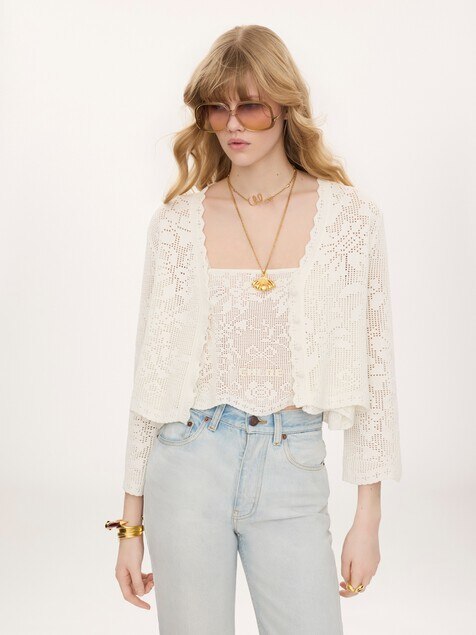 Cropped cardigan in a cotton knit