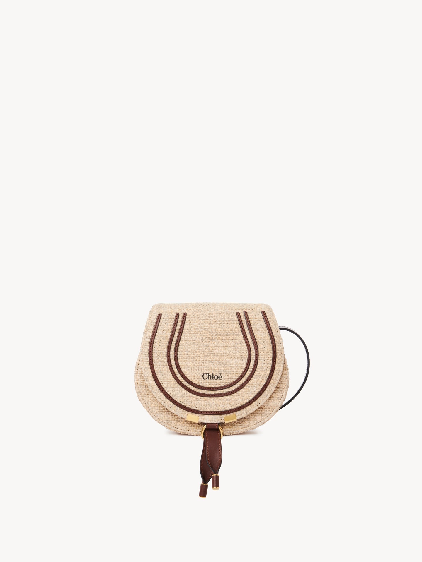 Small Marcie saddle bag in raffia-effect fibres  - 1