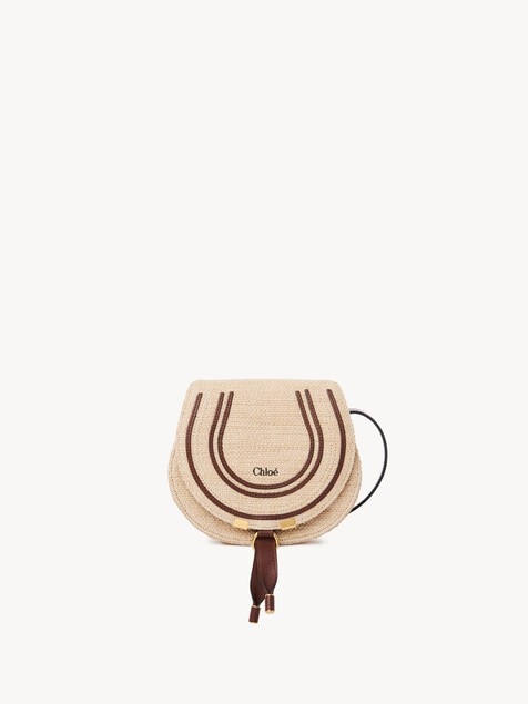 Small Marcie saddle bag in raffia-effect fibres 
