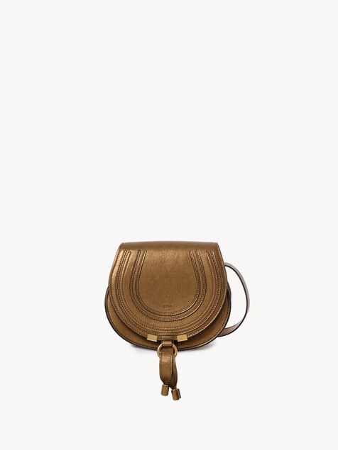 Small Marcie saddle bag in metallized leather