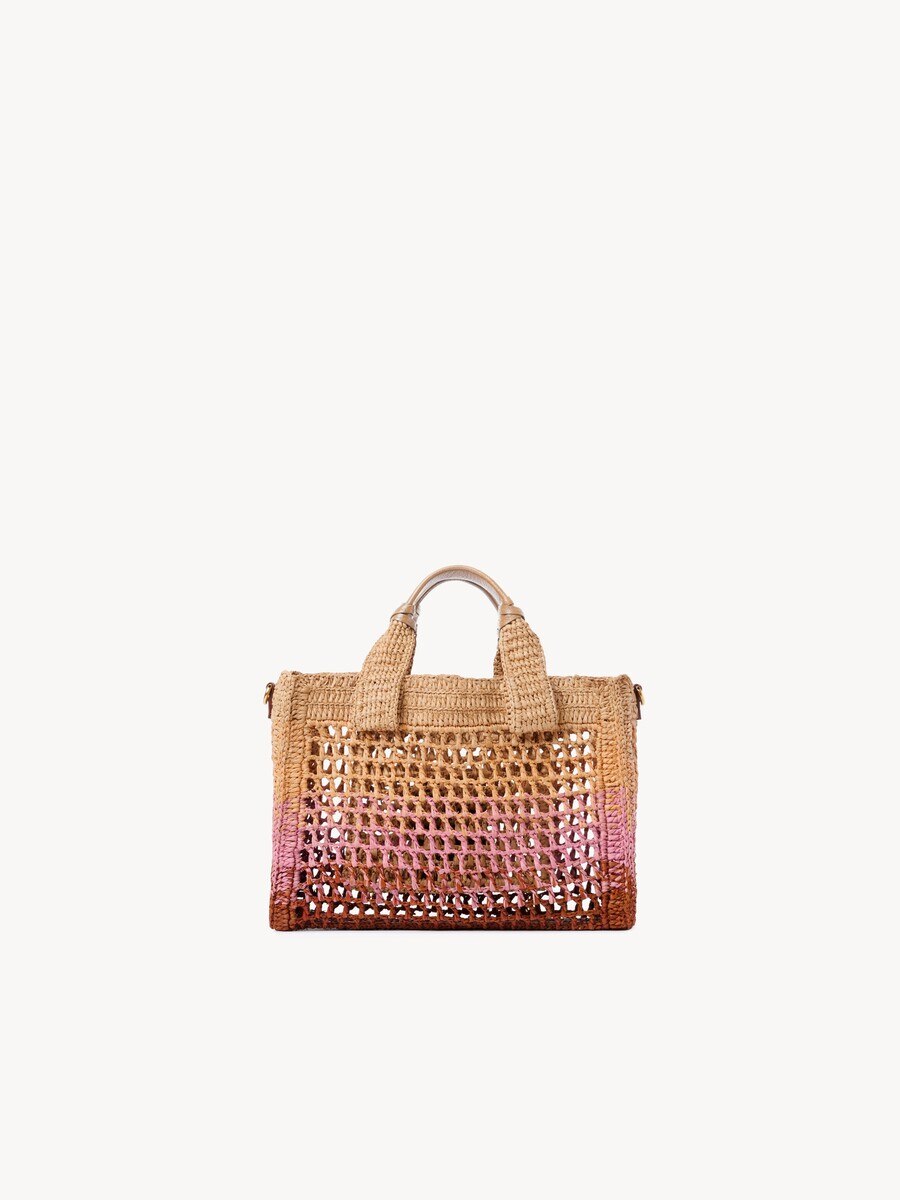 Kleine Summer Banana East-West Tote Bag aus geh&auml;kelten Fasern mit Riemen - 5