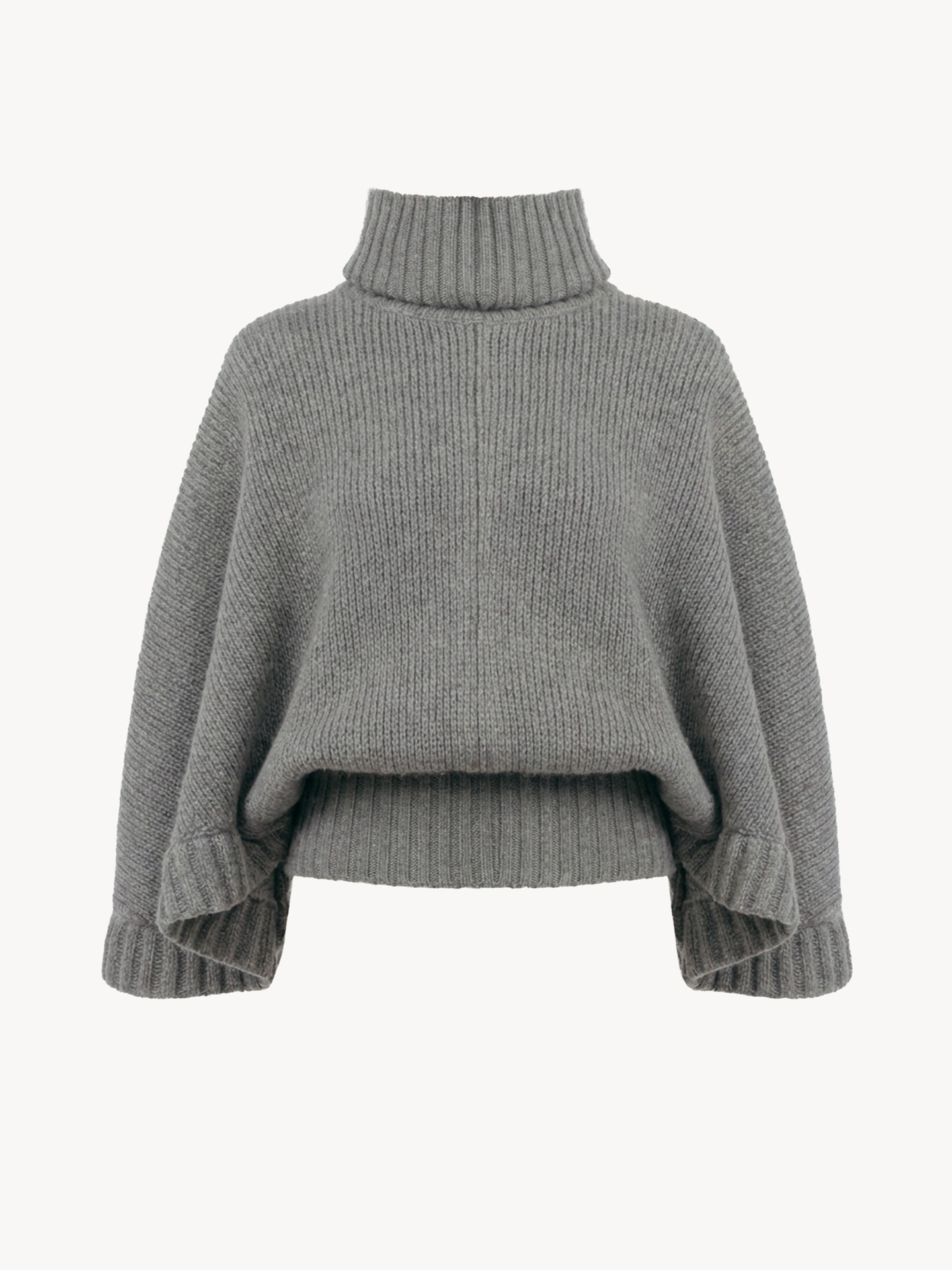 Short turtleneck cape in a wool & cashmere knit - 2.0
