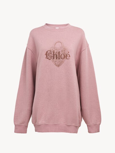 Sweat oversize en molleton chin&eacute; &agrave; logo
