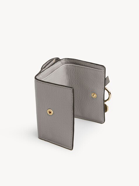 Mini Alphabet tri-fold in grained leather