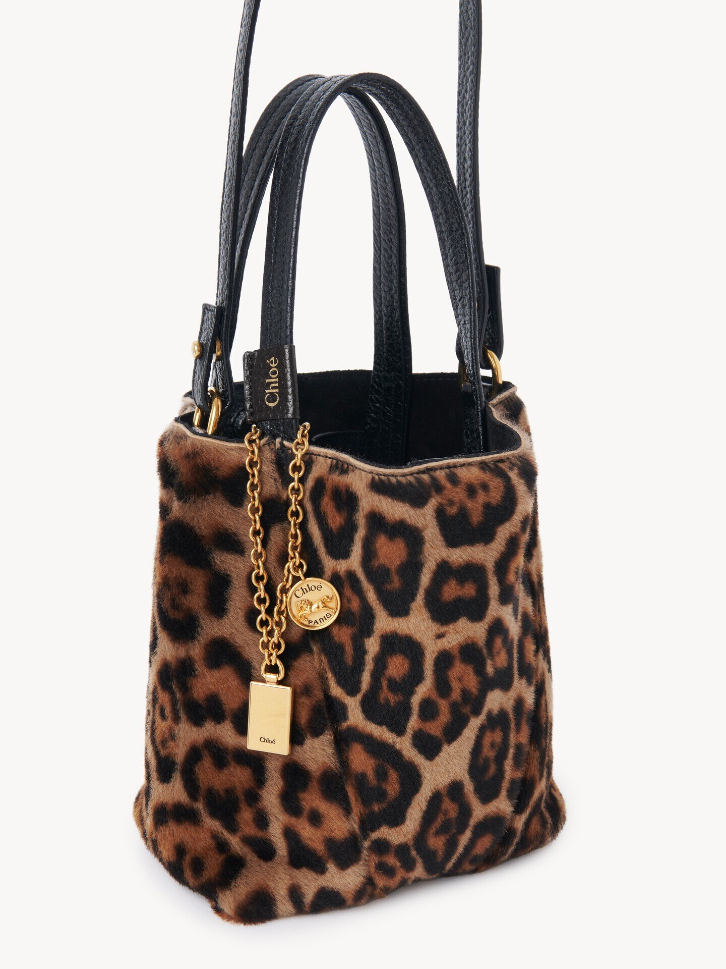 Small Chlo&eacute; Spin tote bag in leopard-print shearling - 5
