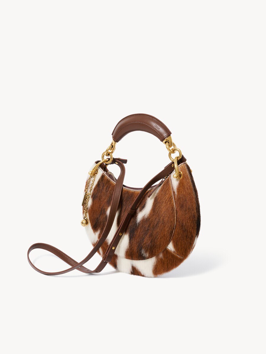 Bolso hobo Chlo&eacute; Banana peque&ntilde;o con cremallera de cuero con pelo - 5