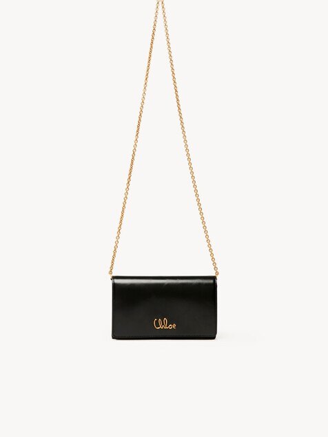 Chloé Iconic flap wallet on chain in shiny leather