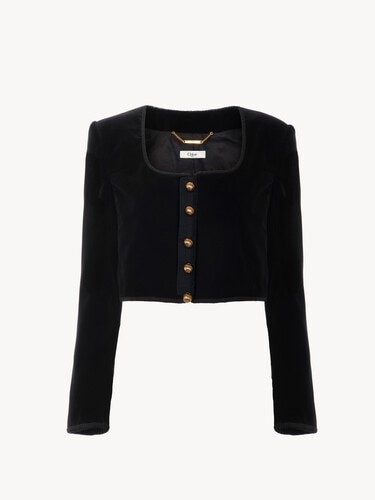 Chaqueta Spencer cropped de terciopelo - 1