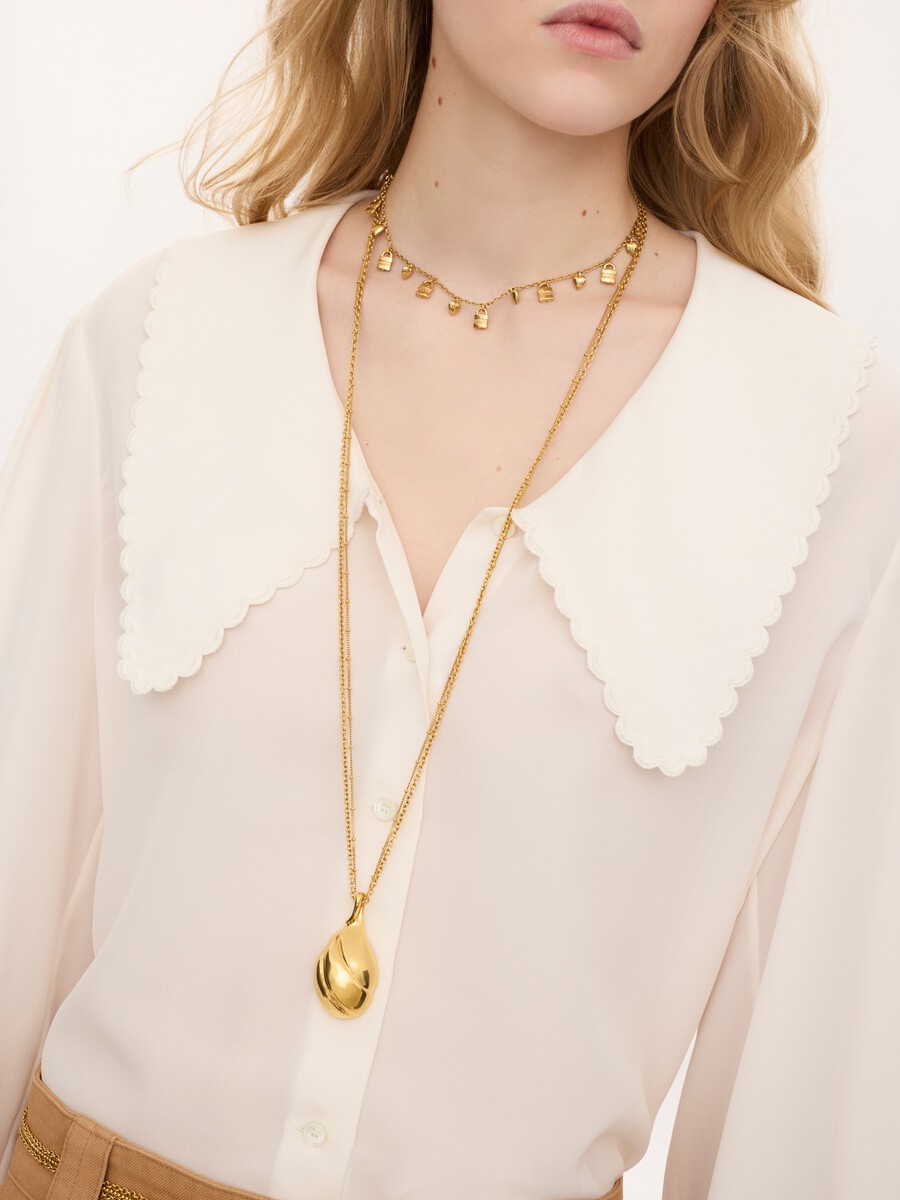 Puff-sleeve blouse in cr&ecirc;pe de chine - 6