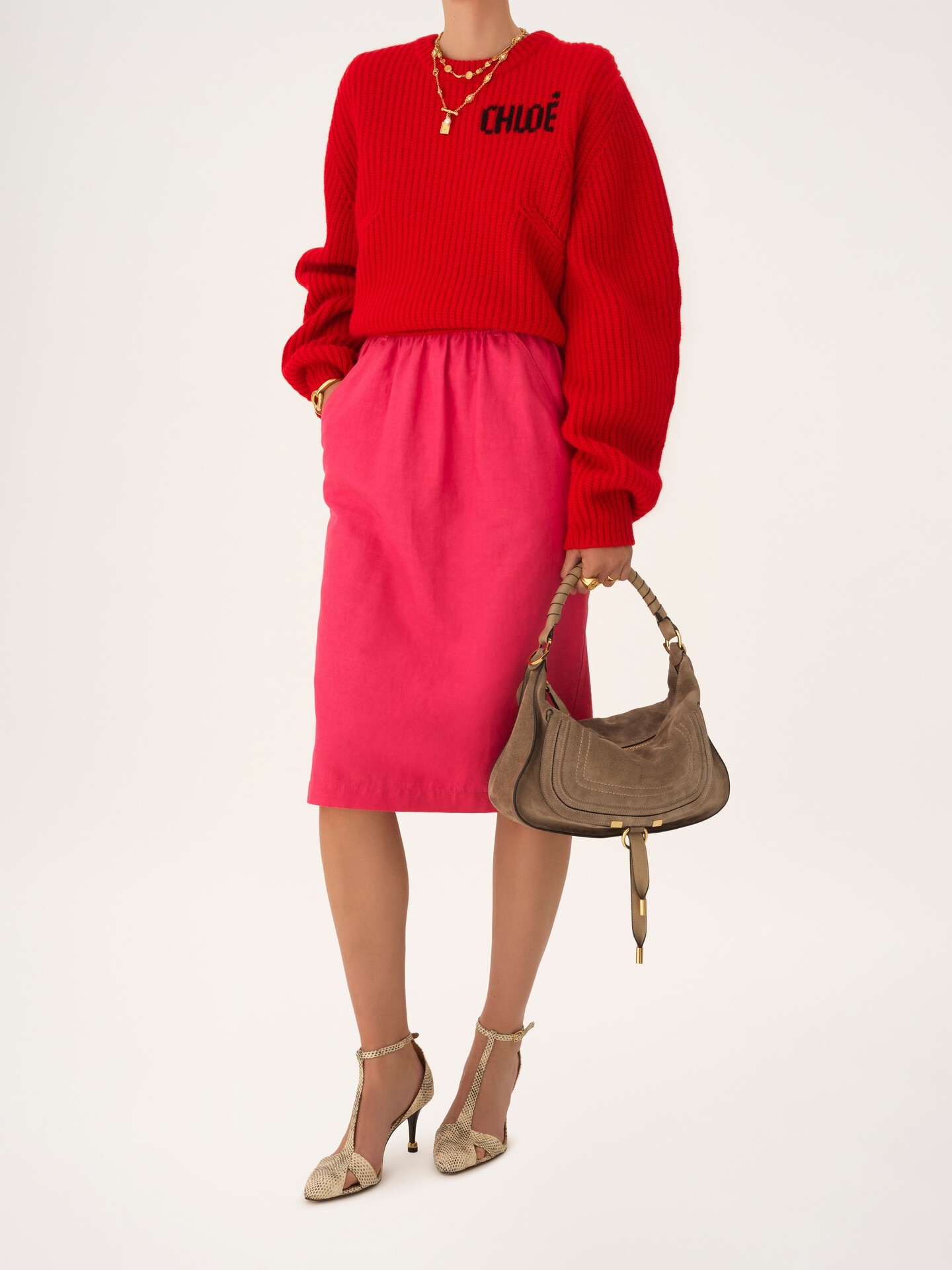 Small Marcie shoulder bag in suede leather - 8.0