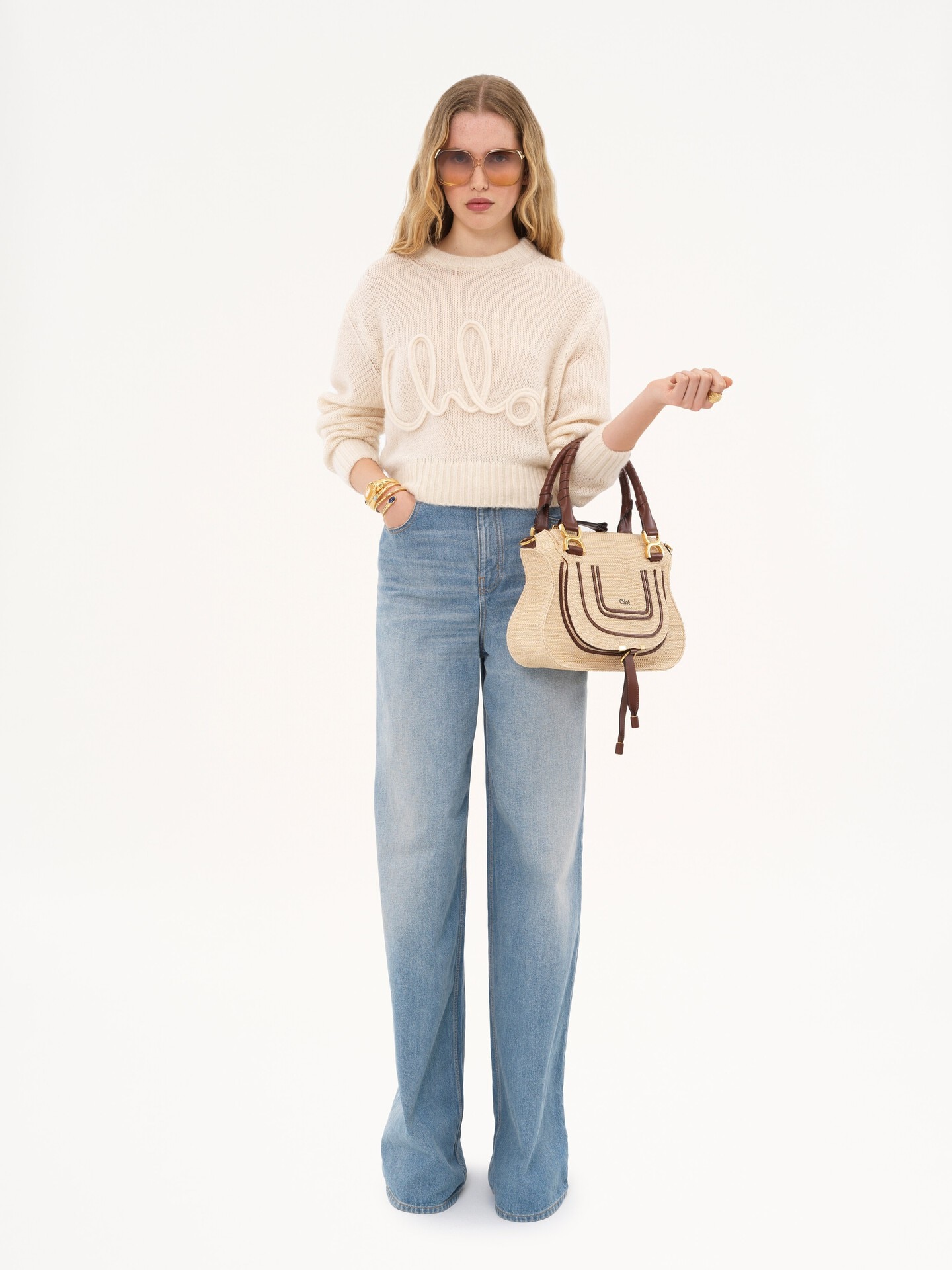 Small Marcie bag in raffia-effect fibers - 10