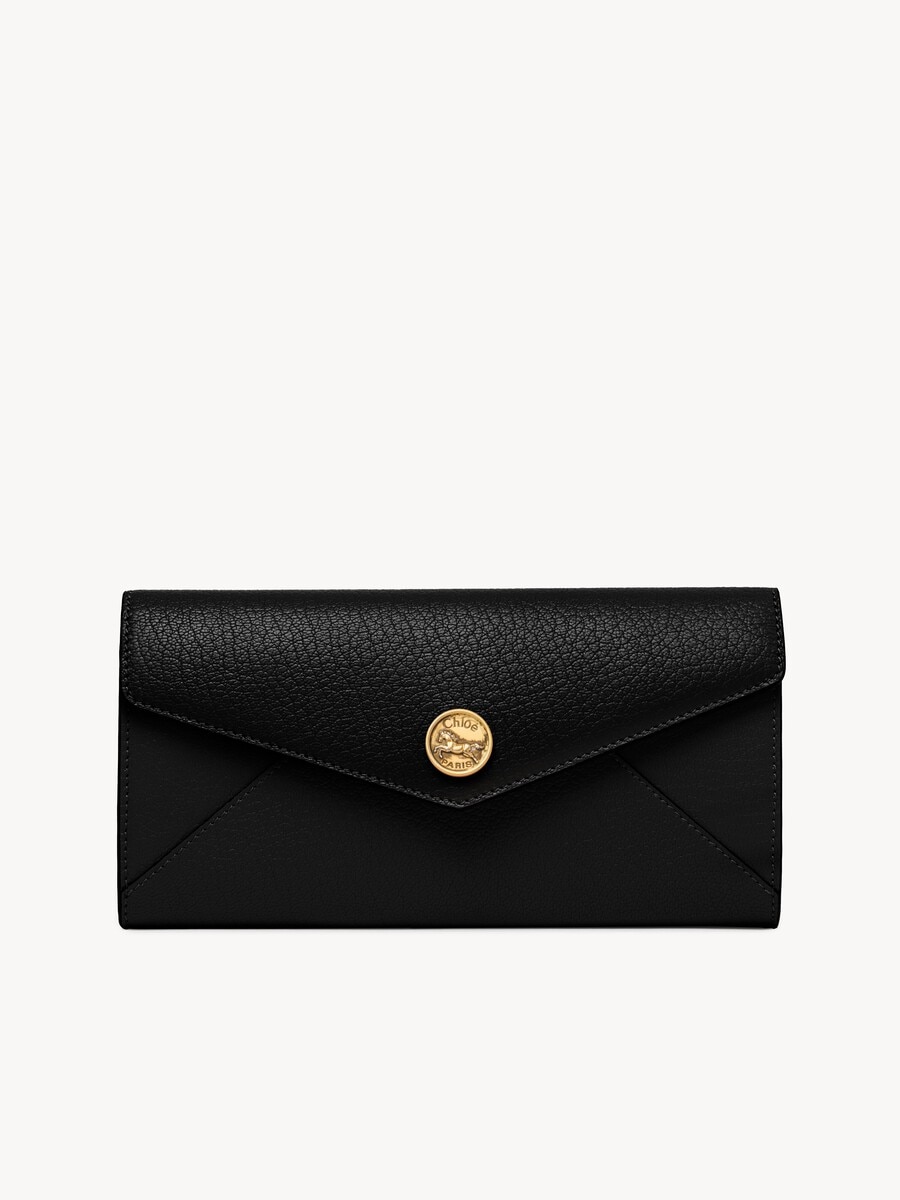 Envelope long wallet with flap in grained leather - 2