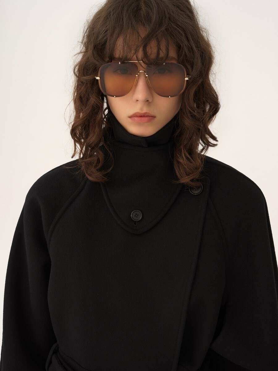 Manteau court en laine double face - 7