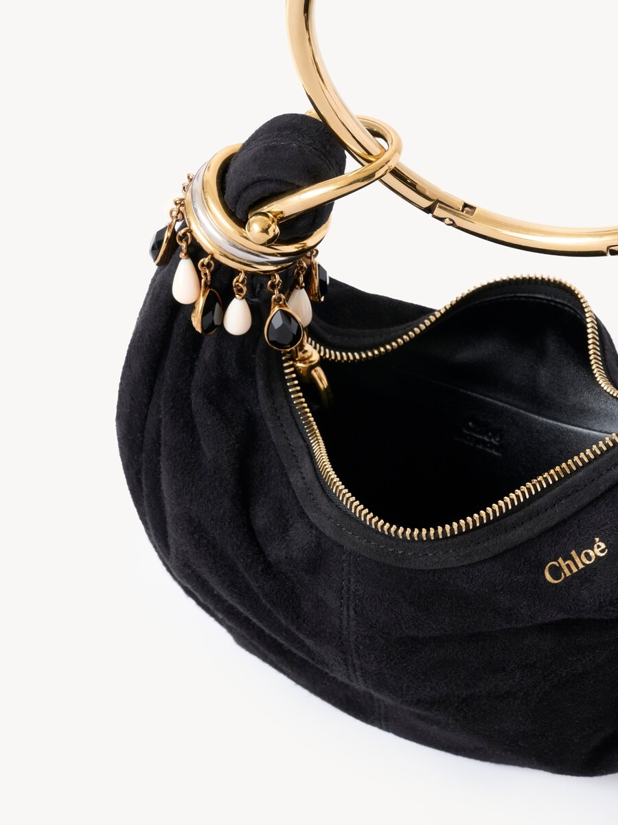 Mini Beaded Bracelet Hobo bag in suede leather - 5