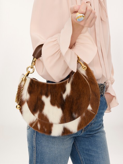 Small Chlo&eacute; Banana zipped hobo bag in hair-on leather