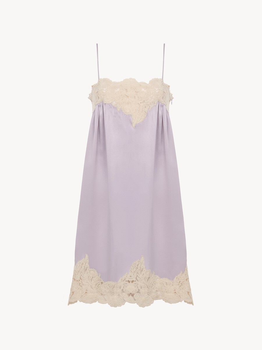 Minikleid aus gewaschenem Seidensatin mit schmalen Tr&auml;gern - 2