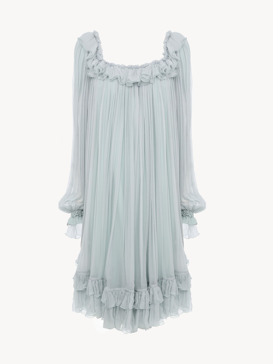 Gathered mini dress in silk mousseline - Packshot