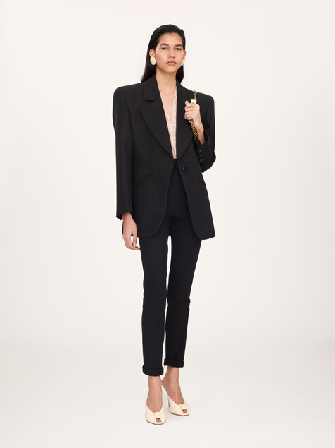 Veste blazer oversize en cr&ecirc;pe de lin