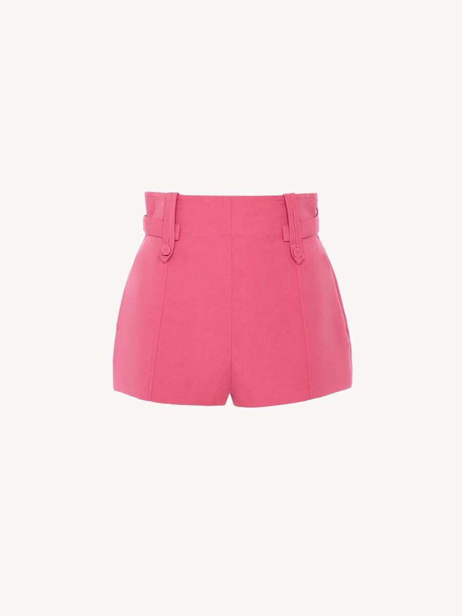 High-rise mini shorts in a linen-cotton mix - 2