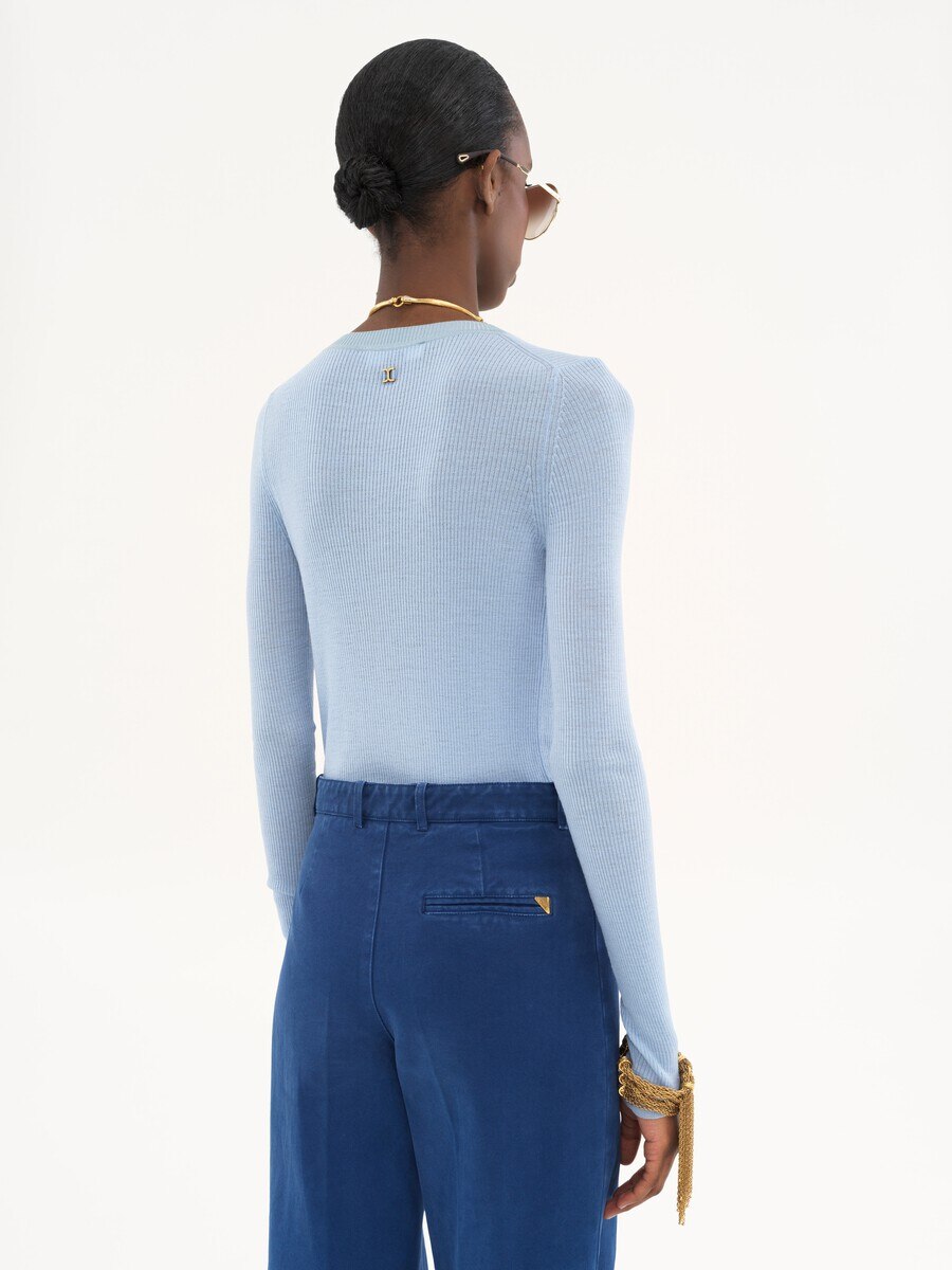 Knitted Henley shirt in superfine wool knit - 5