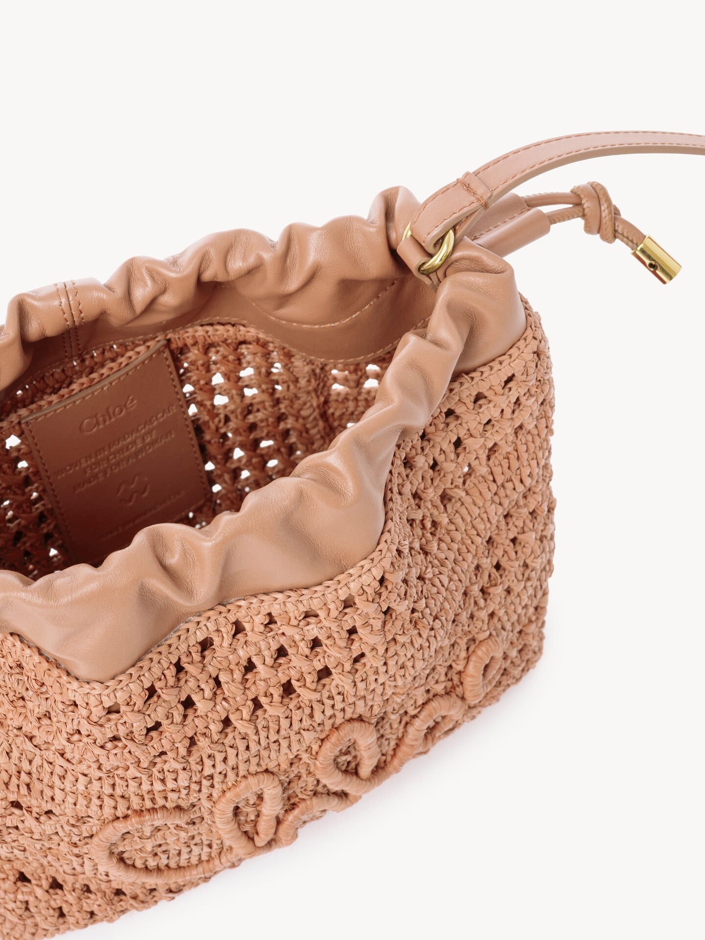 Mini Summer Banana drawstring shoulder bag in raffia - 5.0